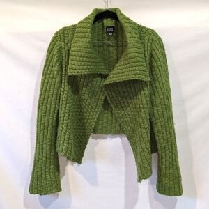 Vintage Eileen Fisher 100% Wool Cable Knit Wrap Chunky Cardigan